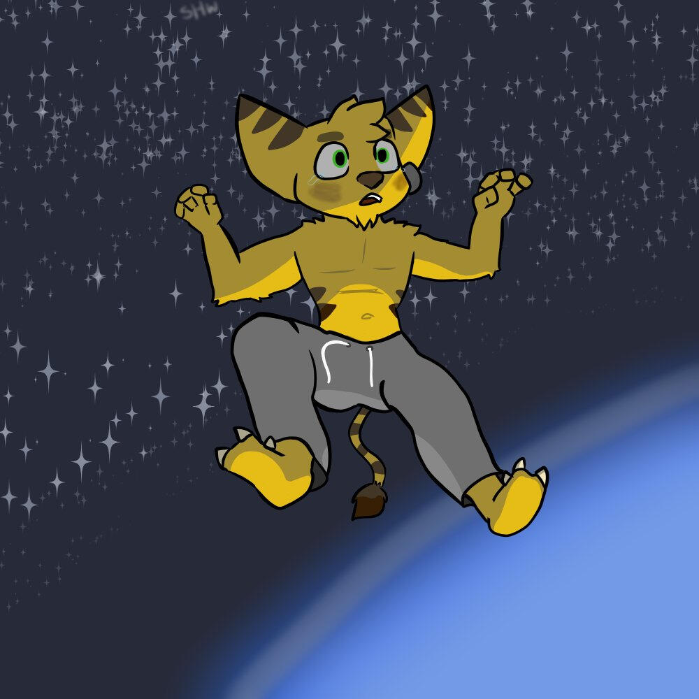 Luzlan floating in space for an aesthetic art piece. Although the style and quality look different from now, this piece was made and published in 2024, just a few months away from this carrd's creation.